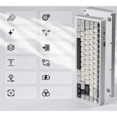 Keyboard Yunzii AL66 QWERTY, Wireless, Mechanical, RGB, Argento