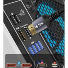 STOUCI 16KD10 DP 2.1 / 2.0 kabelis, 10m, 80Gbps, HDR, DSC1.2A, Freesync