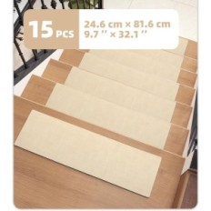 Sæt af 15 mat farve g på trapper, skridsikre, 24.6x81.6 Cm, beige