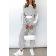 Sovoyontee pour femmes, 2 pièces, tricoté, manches longues, gris, m