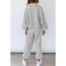 Sovoyoyeee da donna, 2 pezzi, a maglia a maglia, manica lunga, grigio, m