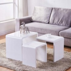 Damaged set of 2 Goldfan side tables, 55x48x40 cm, white