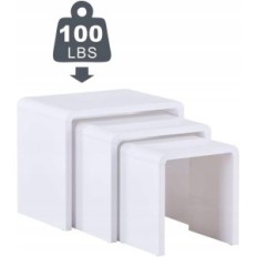 Conjunto danificado de 2 mesas laterais de ouro, 55x48x40 cm, branco