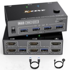 Controlador KVM KCEVE KC-KVM202AS para 2 computadores, 4xUSB 3.0, 4K @ 60Hz, usado