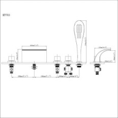Set di 5 pezzi di batterie per balneazione rubinetto, cromato, c05700, mostra