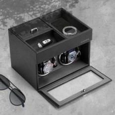 Casket automatico VlassO VJ23038 per 2 orologi, pelle, LED