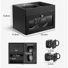 Casket automatique Vlando VJ23038 pour 2 montres, cuir, LED