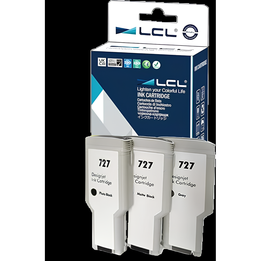 Suderinama rašalo kasetė LCL 727 XL (3 vnt: MBK, PBK, GY), NO rinkinys