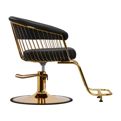 Hair System frisørstol Lile guld sort — fra siden