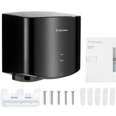Elektrisk håndtørrer Modunful 1200W Sort Hurtig tørretumbler med automatisk sensor og moderne design