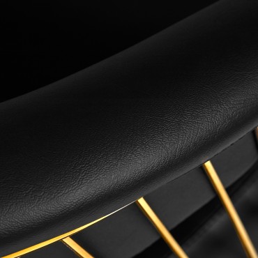 Sillón de peluquería Hair System Lile en negro con detalles dorados — detalle del reposabrazos