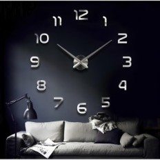 3d muurklok zilver kleverig modern groot decoratief interieur