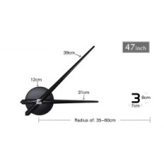 3D wall clock silver sticky modern large decorative interior