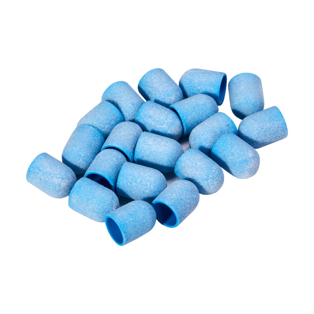 Exo Blue Med Cappuccio Abrasivo 10mm /220 20pz Cappuccio Duro per Unghie e Podologia
