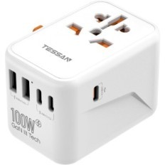 Univerzális adapter TESSAN 100W GAN 5xUSB US EU UK AU DE utazás