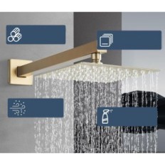 Een flexibele TVTIUO 20cm shower set, regenjas, gouden gouden