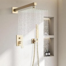 Een flexibele TVTIUO 20cm shower set, regenjas, gouden gouden
