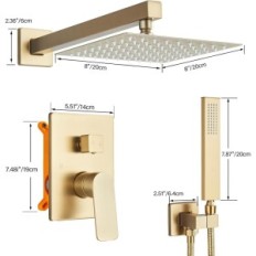 A flexible tvtiuo 20cm shower set, raincoat, golden golden