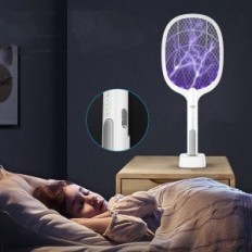 Elektrický balíček na mouchách Dangzw WD-947 bezpečné síťoviny pro zabíjení komárů a hmyzu s baterií a stojanem