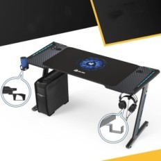 Computer Desk Klim, Nero, Altezza 140 cm, Mostra