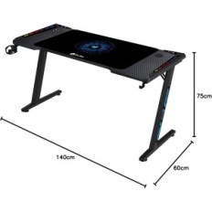 Datoru galds Klim, melns, augstums 140 cm, izstāde