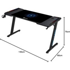 Computer Desk Klim, Nero, Altezza 140 cm, Mostra