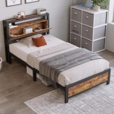 Kovový samostatný lůžko Hyubl BF-925K, 90x200 cm s opěrkou hlavy a rámem, stabilní design ložnice