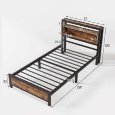 Näyttely Metal Single Bed Hyub BF-925K 90x200 cm pääntuimella ja kehys vakaa makuuhuoneen muotoilu