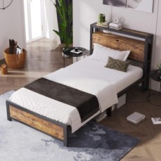 Exhibition Metal Single Bed Hyub BF-925K 90X200 CM with headrest and frame Stable Bedroom Design