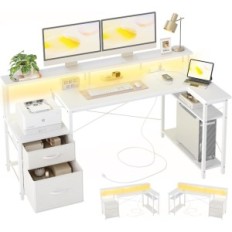 Escritorio de esquina de la exposición BEXEVUE L 65 ", STANDOR PARA MONITOR, BLANCO