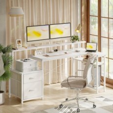 Parodų kampinis stalas bexevue L 65 ", stovėkite monitoriui, baltai