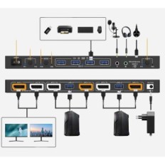 Slå KVM Dual DP (KC-KVM202DPU) Datamaskinbryter med dobbeltvisning