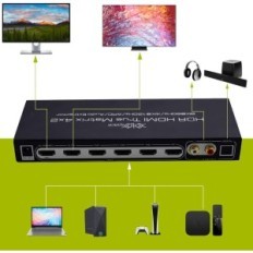 Perjungiklis XOLORSPACE 43420A 8K HDR HDMI matrica 4x2 Vaizdo jungiklis 4 šaltiniai ir 2 ekranai su HDR palaikymu