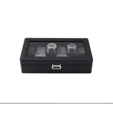 Organizer for storing watches on 12 pieces elegant box with compartments and transparent cover