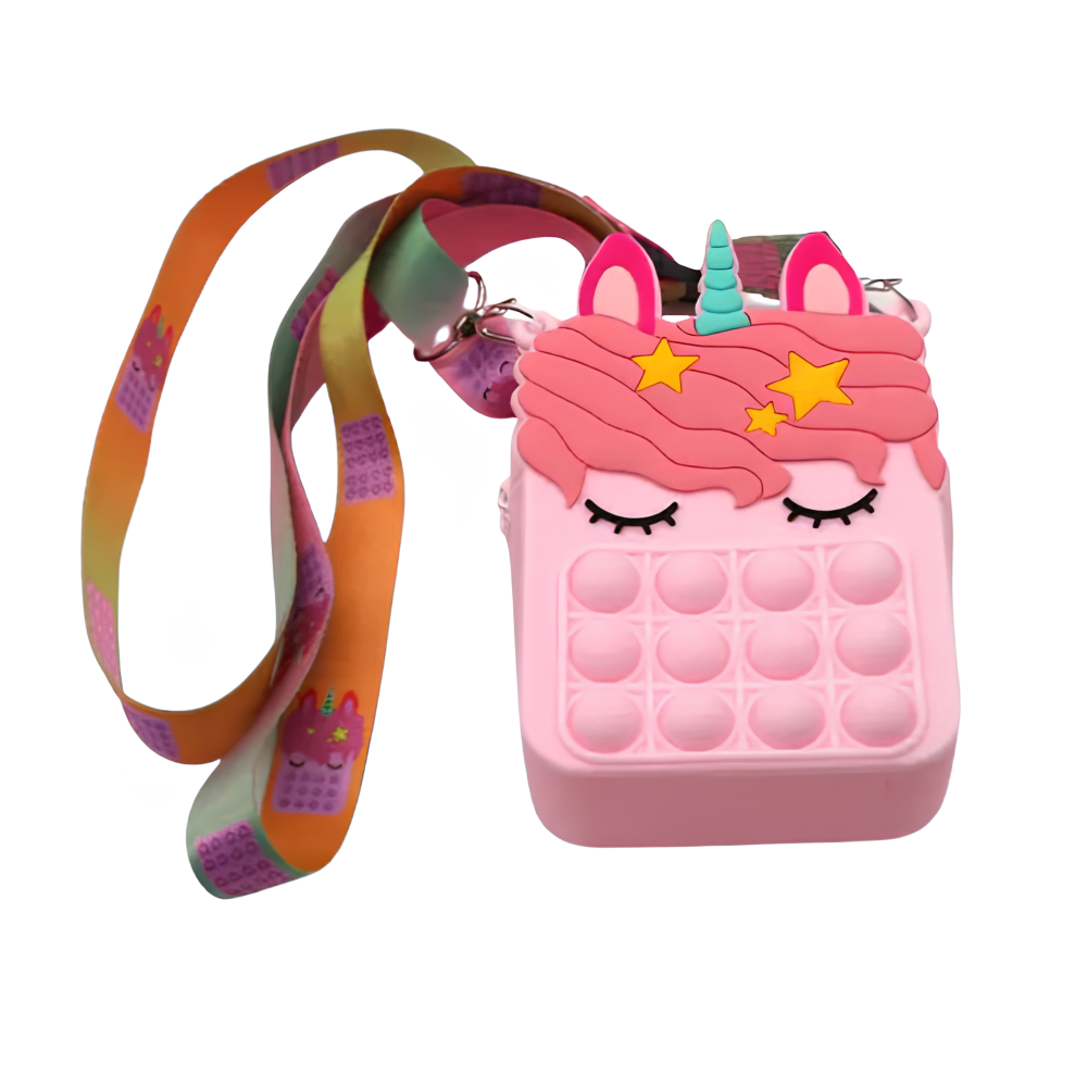 Small Pop IT Bag Unicorn 8x4x13cm Resteq Silicone Sensory Handbag for Children