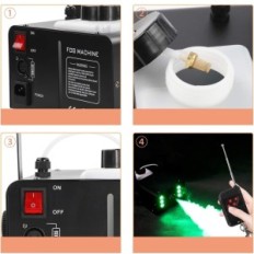 Brukt Røyk Maskinen Uking 1500W LED RGB Tank 1L Fjernkontroll 6 min Oppvarming