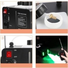 Macchina da fumo usata Uking 1500W LED RGB Tank 1L Telecomando 6 min Riscaldamento