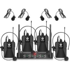 Sistema de microfone D debra áudio AU400 Pro UHF 4 canais com 4 bodyspacks