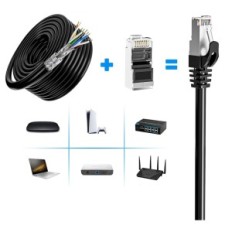 Kabel Ethernet 60m Cat 7 SFTP 10Gbps 600MHz do sieci LAN czarny