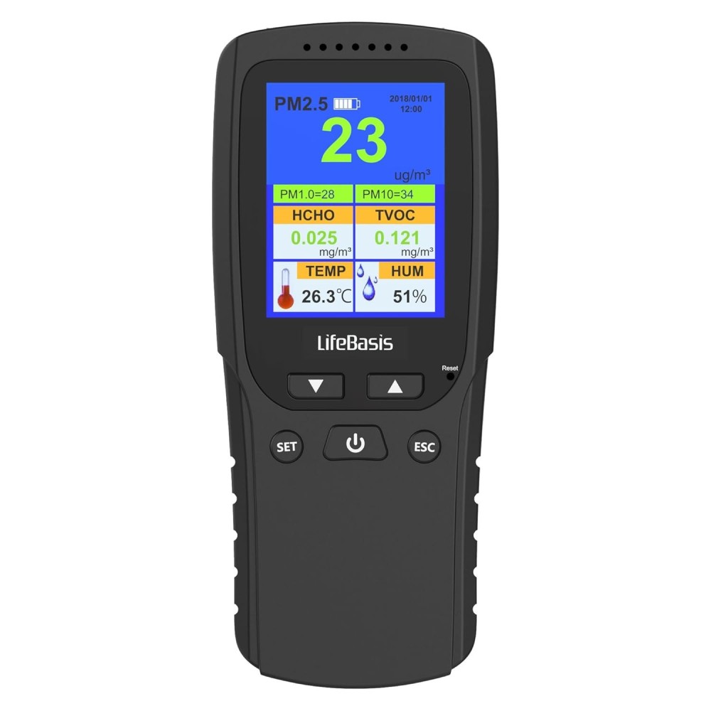 Digital Lifebasis HCHO Detector PM2.5 PM1.0 Portable LCD Air Quality Meter