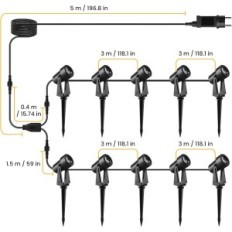 Φωτισμός κήπου Svater Εξωτερική, 32 m, 3000 lm, 10x2w, 27V, IP65, 10 τεμ.