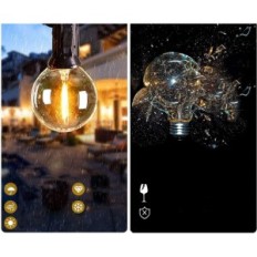 Yuucio LED String Lights, G40, 75 + 2 ampoules en plastique, 45 mètres