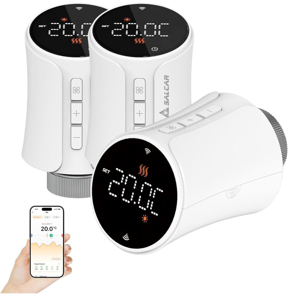 Sæt med 3 salcar wifi alexa google tuya termostater med batterier