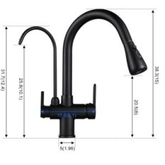 Battery KEKBON DE-KOB8039B 3-tower tap for water with pull-down function black