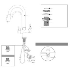 Batteria Kekbon de-Kob8039b Tap 3-torre per acqua con funzione a discesa Nero