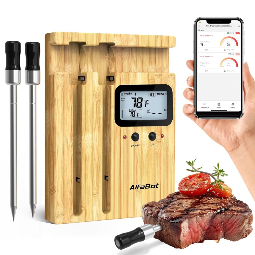 Termometro a base di carne Alfabot K1 wireless, 2 sonde, Bluetooth 150m