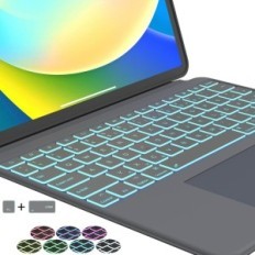 "Roofei" dėklas su klaviatūra ir "TouchPad iPad Pro 12.9" QWERTZ BACKLIT