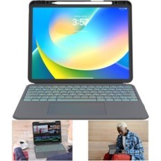 "Roofei" dėklas su klaviatūra ir "TouchPad iPad Pro 12.9" QWERTZ BACKLIT