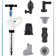 Plunger de toilette pour la fermeture des toilettes avec poignée et 4 têtes