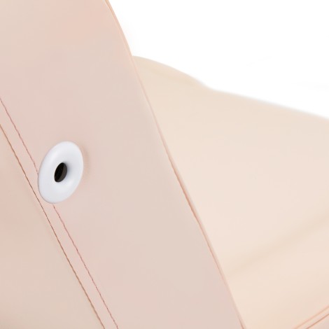 Sedia cosmetica Basic 202 con vassoi rosa — primo piano dello schienale